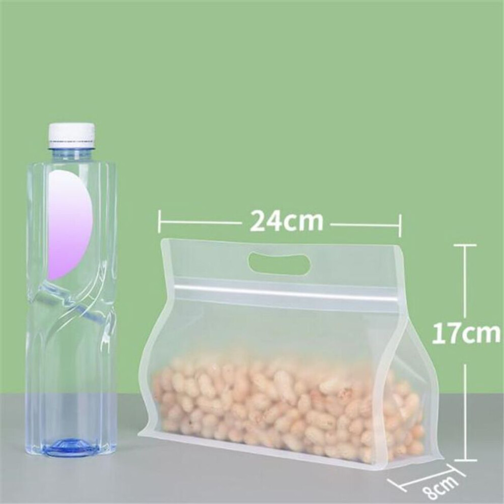 (as the picture, 24x17cm) Reusable Food Bag Freezer Stand Up Food Storage Bag Silicone Bag Leakproof Top Kitchen Organizer Fresh Shut Bags