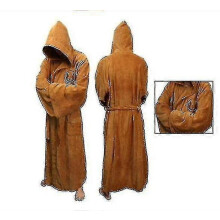 (L, brown) Star War Bath Robe Jedi Sith Hooded Bathrobe Cloak Soft Fleece Dressing Gown Christmas Gift