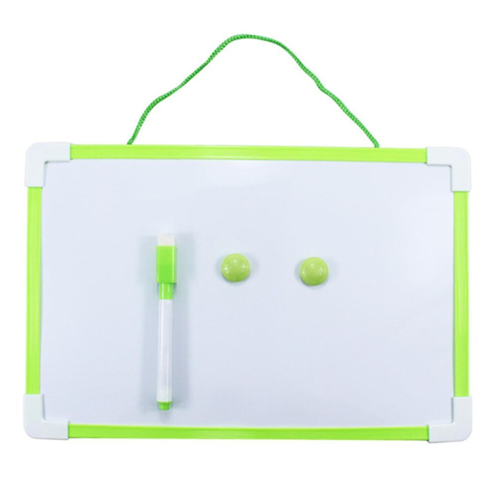 (green) Double-sided Magnetic Whiteboard With Marker And Magnets Kid Drawing Board Writing Board Hanging Fridge Memo Board
