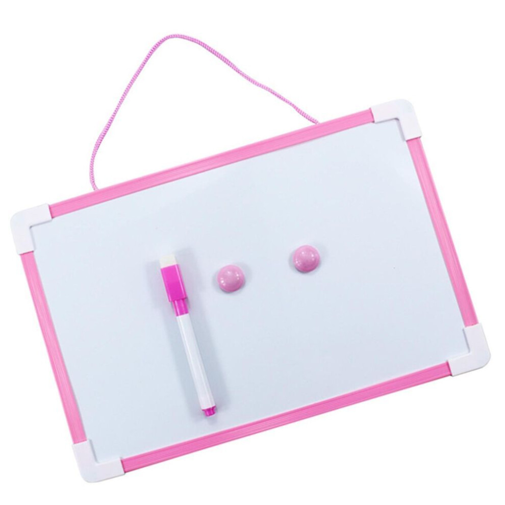 (pink) Double-sided Magnetic Whiteboard With Marker And Magnets Kid Drawing Board Writing Board Hanging Fridge Memo Board