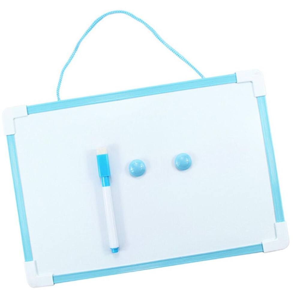 (blue) Double-sided Magnetic Whiteboard With Marker And Magnets Kid Drawing Board Writing Board Hanging Fridge Memo Board