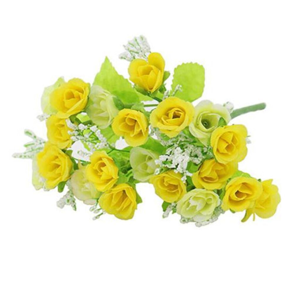 (yellow) 1 Bouquet 21 Heads Artifical Rose Flower Wedding Party Home Living Room Decor