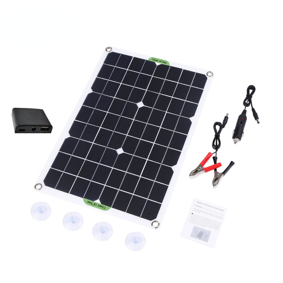 (10A) 12V 50W Protable Solar Panel Kit 2 USB Port Monocrystalline Module Solar Battery Charger