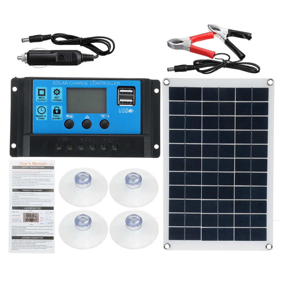 (without solar controller) 100W Solar Panel Kit 12V Battery Charger 10-100A LCD Controller For Caravan Van Boat