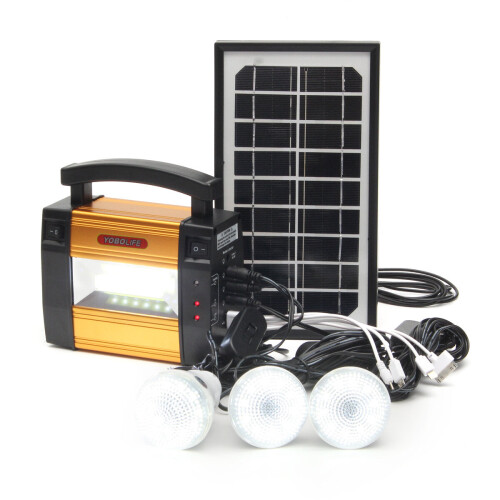 110- 240V Solar Power Panel Generator Solar Powered System 3 LED Lamps Generator 1