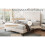 (Beige) Double Upholstered Velvet Bed Frame No Box Spring 9