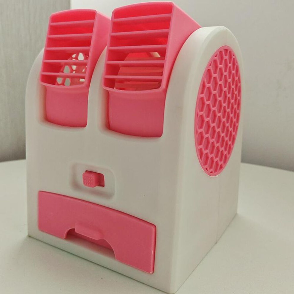 (pink) Mini Air Conditioning 3-In-1 Fan Humidifier Purifier, USB/Battery Powered Air Cooler For Home/Office