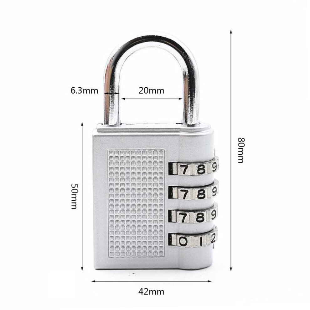 (silver) 4 Dial Digit Combination Lock Weatherproof Protection Security Padlock Outdoor Safely Code Lock