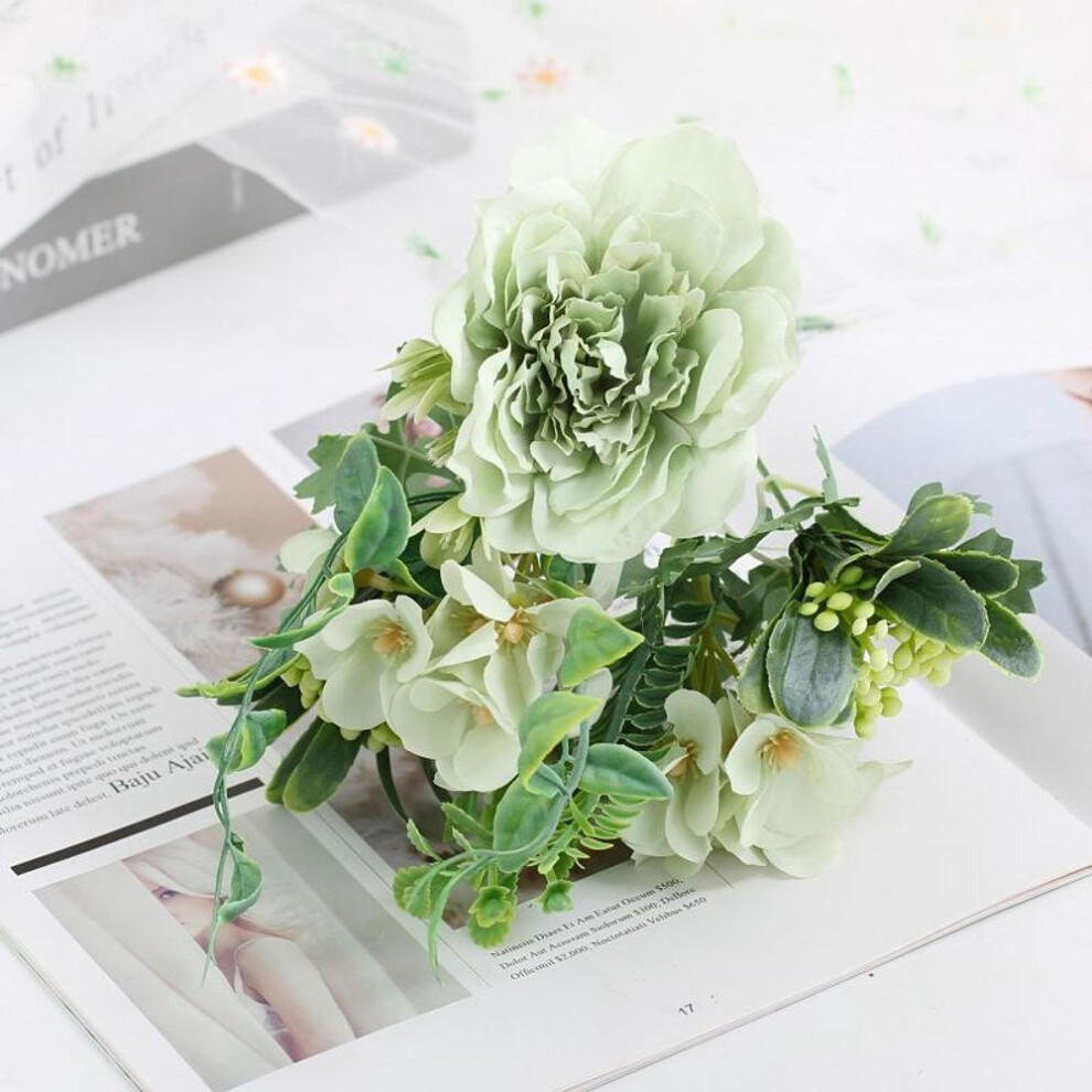(green) Camellia Fake Artificial Decorative Party Flowers for Home Hotel Wedding Office Garden Decor