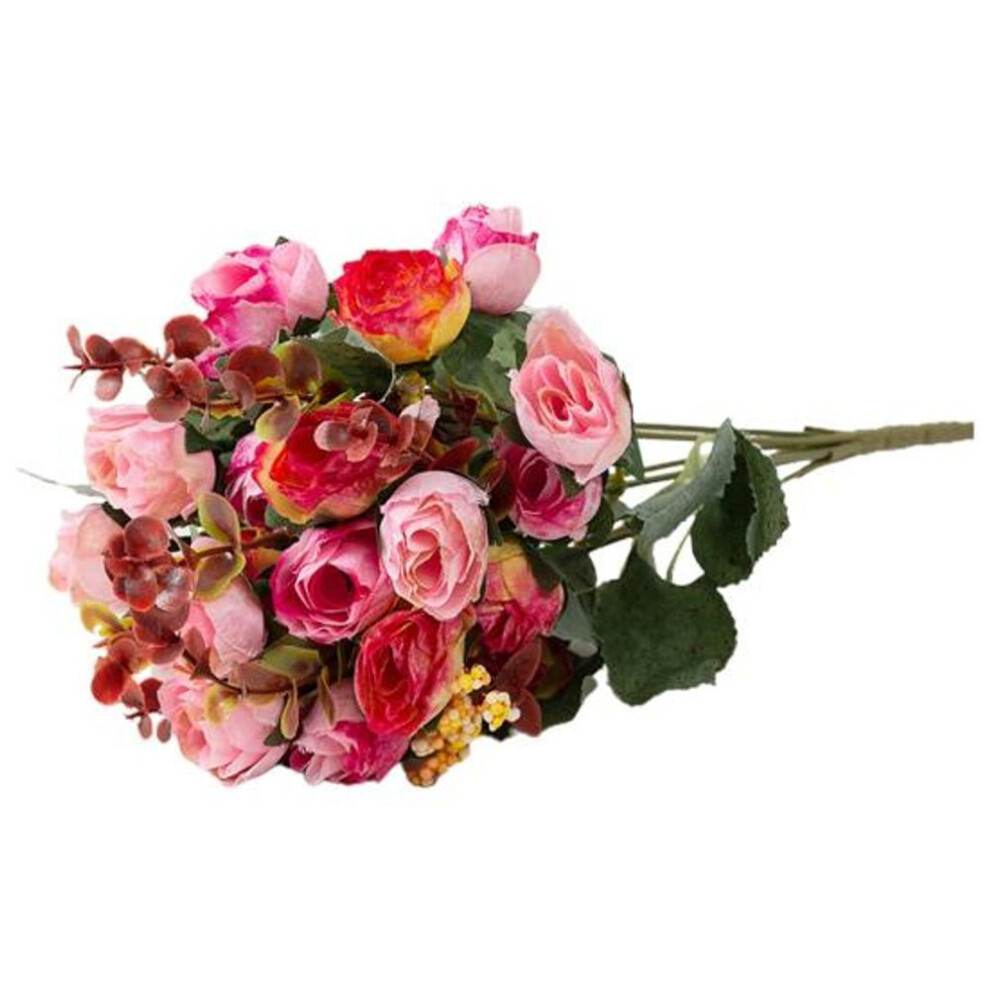 (rose red) Artificial Rose Flower Soft Touch Easy Care Long Stem Table Centerpiece Fake Flower