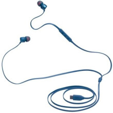 JBL Harman Tune 310C USB-C In-Ear Headphones Blue JBLT310CBLU - Rich Bass, Comfort Fit, Inline Mic, Flat Cable