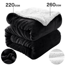 (Double, Black) Heavy Thick Blanket Bed Throw-Single Double King Size-Warm Fluffy for Extreme Winters