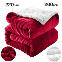 (Double, Burgundy) Heavy Thick Blanket Bed Throw-Single Double King Size-Warm Fluffy for Extreme Winters