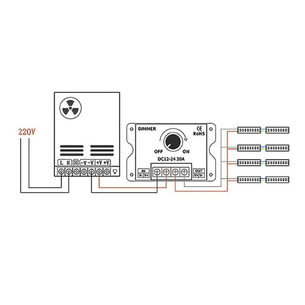 Adjustable Brightness Driver Dc Voltage Regulator 30A 360W Power Supply Adjustable Speed Controller 12V-24V Led Dimmer Switch