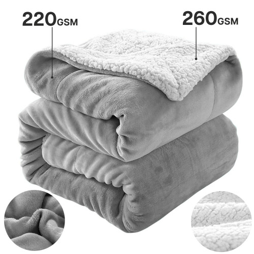 (Double, Silver) Heavy Thick Blanket Bed Throw-Single Double King Size-Warm Fluffy for Extreme Winters
