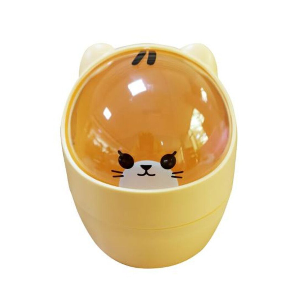 (yellow) Lovely Garbage Holder Excellent Practical Split Design Compact Mini Desktop Trash Can