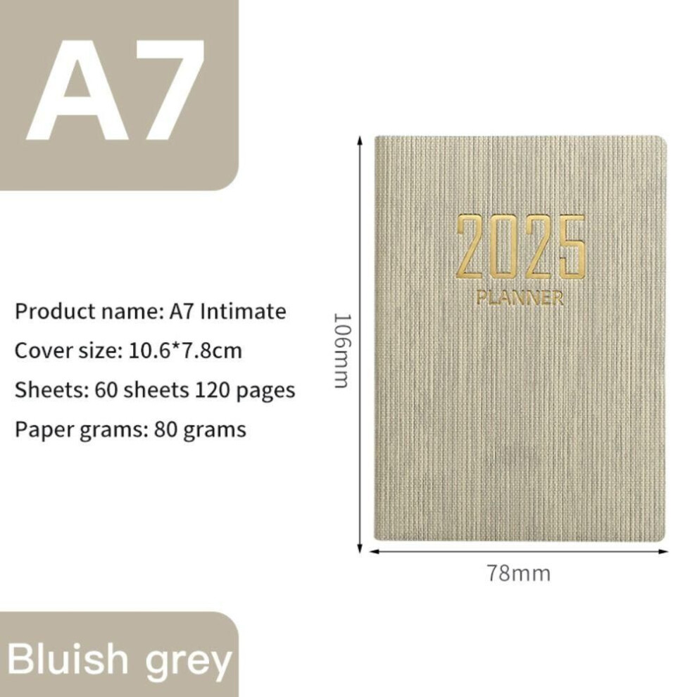 (beige) With Calendar 2025 Agenda Book A7 To Do List English Notepad Diary Weekly Planner  School Office