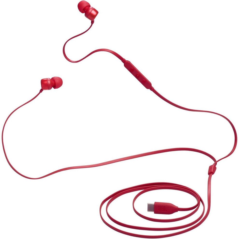 JBL Harman Tune 310C Black In Ear USB C Headphones Red - JBLT310CRED