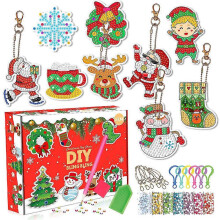 2022 Christmas Advent Calendar 24 Days Countdown Diy Diamond Painting Kit Craft Keychain Blind Box Kids Girls Xmas Gifts