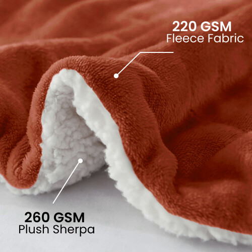 (Single, Rust) Heavy Thick Blanket Bed Throw-Single Double King Size-Warm Fluffy for Extreme Winters 2