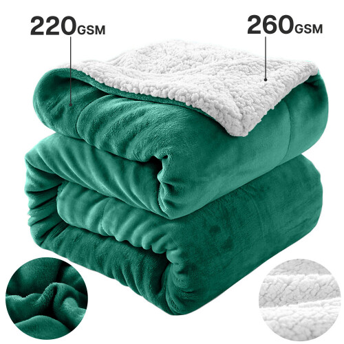 (Double, Emerald Green) Heavy Thick Blanket Bed Throw-Single Double King Size-Warm Fluffy for Extreme Winters