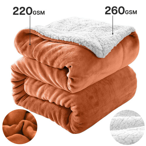 (Double, Rust) Heavy Thick Blanket Bed Throw-Single Double King Size-Warm Fluffy for Extreme Winters 2