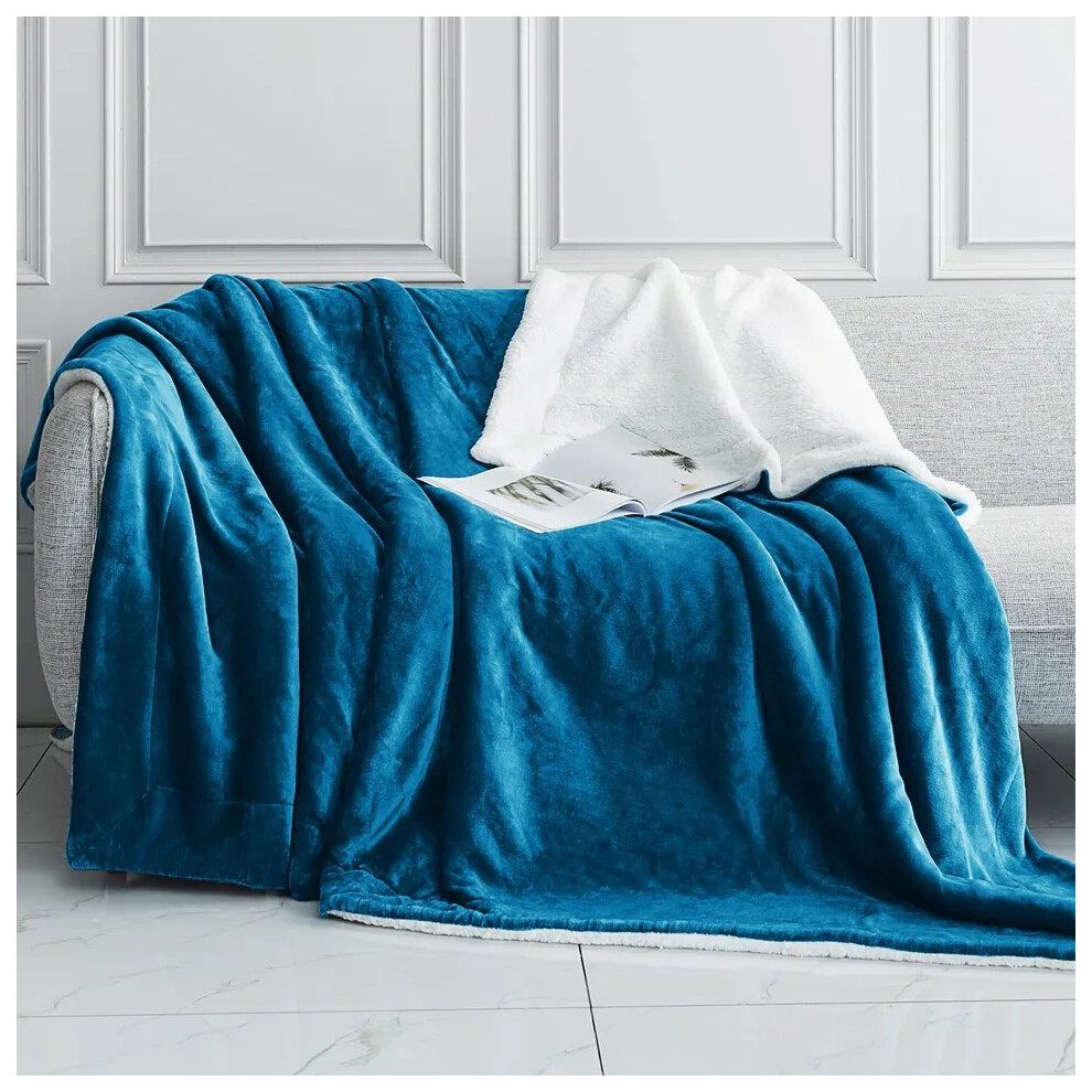 (Double, Teal) Heavy Thick Blanket Bed Throw-Single Double King Size-Warm Fluffy for Extreme Winters