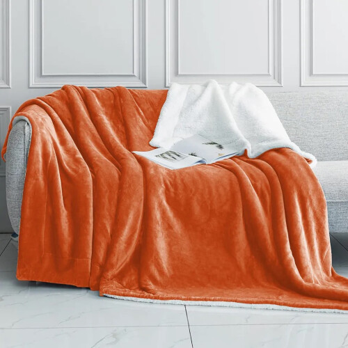 (King, Rust) Heavy Thick Blanket Bed Throw-Single Double King Size-Warm Fluffy for Extreme Winters