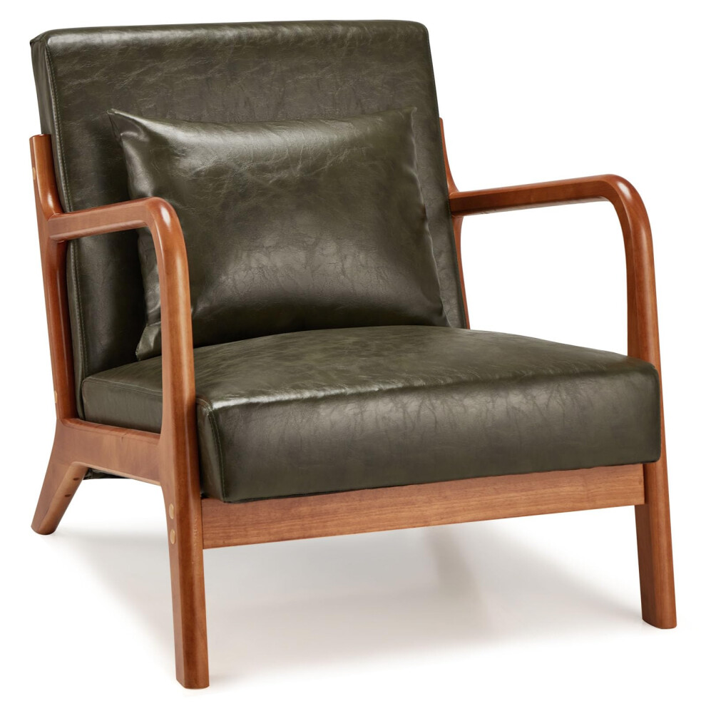 (PU Leather, Green) YODOLLA Mid-Century Modern Accent Chair Arm Chair