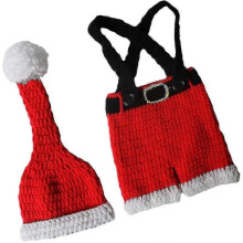 Hook Knitted Clothing Photos Props Christmas Hats, Newborn Christmas Decoration Red, White