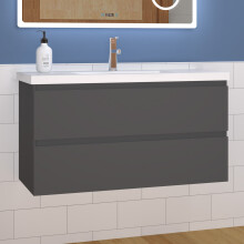 (High gloss grey) 1000mm Wall Hung Bathroom Vanity Units with Resin Sink High Gloss White/Grey