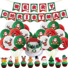 Merry Christmas Santa Gingerbread Man Elk Cake Decor Cupcake Topper Xmas Party Banner Balloons Kids Happy Christmas Party Favors
