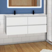 (High gloss white) 1200mm Wall Hung Bathroom Vanity Units with Ceramic Sink High Gloss White/Grey