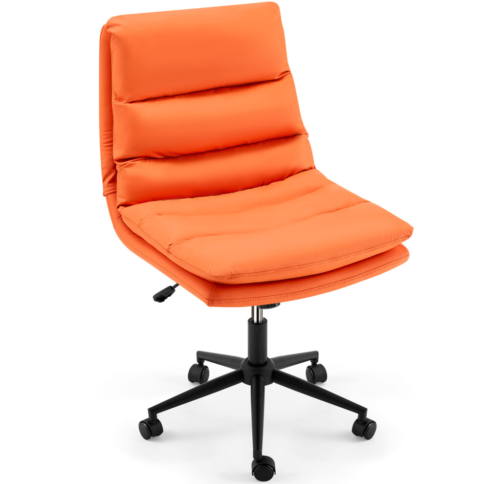 (Orange) YODOLLA Armless PU Leather Office Chair Desk Chair