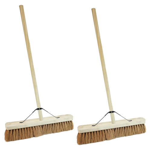 1 x 24" Coco Soft Bristle Sweeping Broom With Handle 1