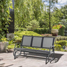 Outsunny 3-Seat Glider Rocking Chair for 3 People Garden Bench Black