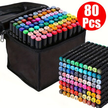 Stylos coloriage 80 couleurs stylos alcool marqueurs d'alcool stylos graffitis stylos colorés stylos avec sac noir