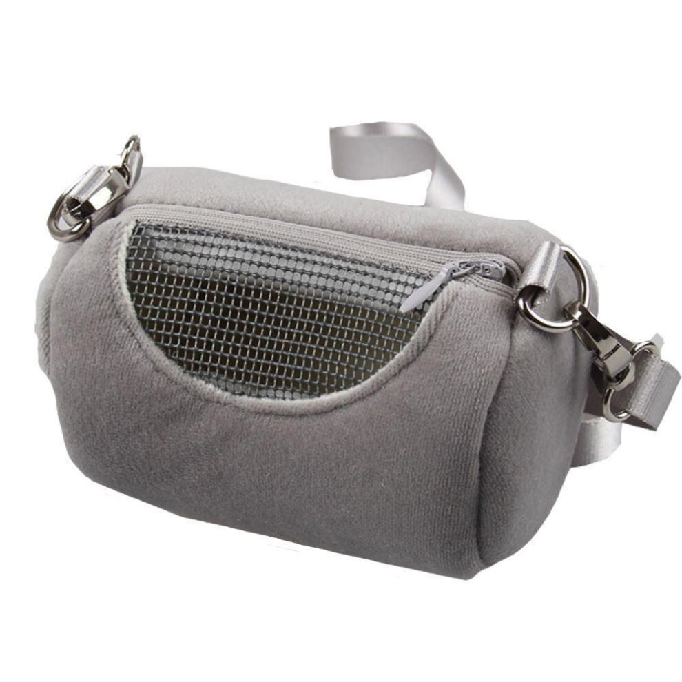 (grey) Outdoor Guinea Pig Flannelette Hamster Carrier-handbag Pet Travel Bag Shoulder Strap Small Pet