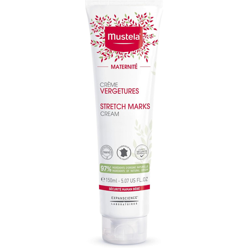 Mustela Maternity Stretch Marks Cream with Natural Avocado, Maracuja & Shea Butter 150mL | Natural Skincare Massage Moisturizer