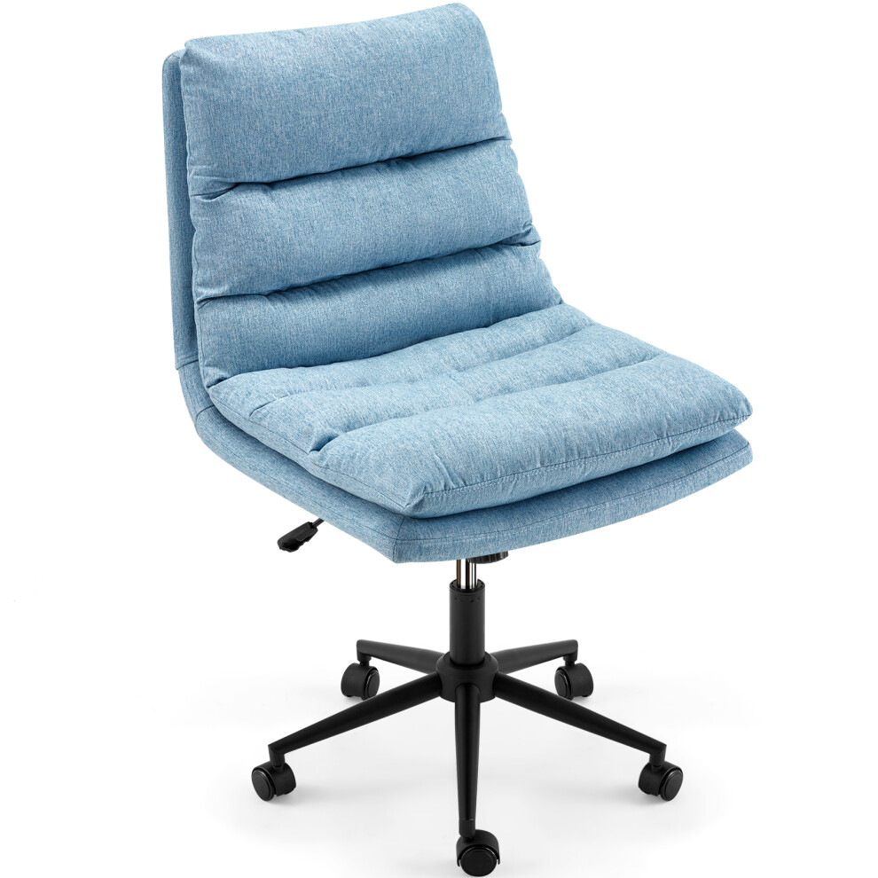 YODOLLA Armless Office Chair Linen Criss Cross Legged Desk Chair