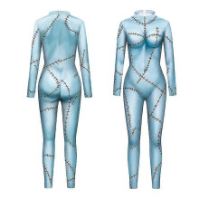 (S, A) Women Nightmare Before Christmas Sally Costume Cosplay Party Jumpsuit Bodysuit Halloween Gifts