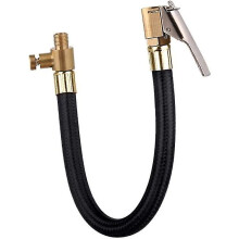 Tire Inflator Pump Hose, 60cm Car Valve Air Rubber Hose Tire Chuck with Clip Extension Hose Adapter