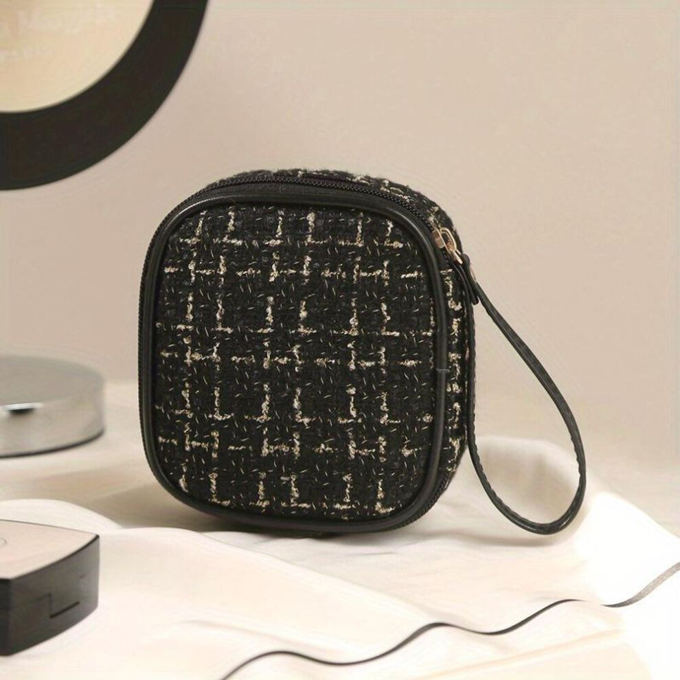 (black) Makeup Bag Small Fragrance Lipstick Bag Light Luxury Cosmetics Storage Bag Portable Travel Storage Bag