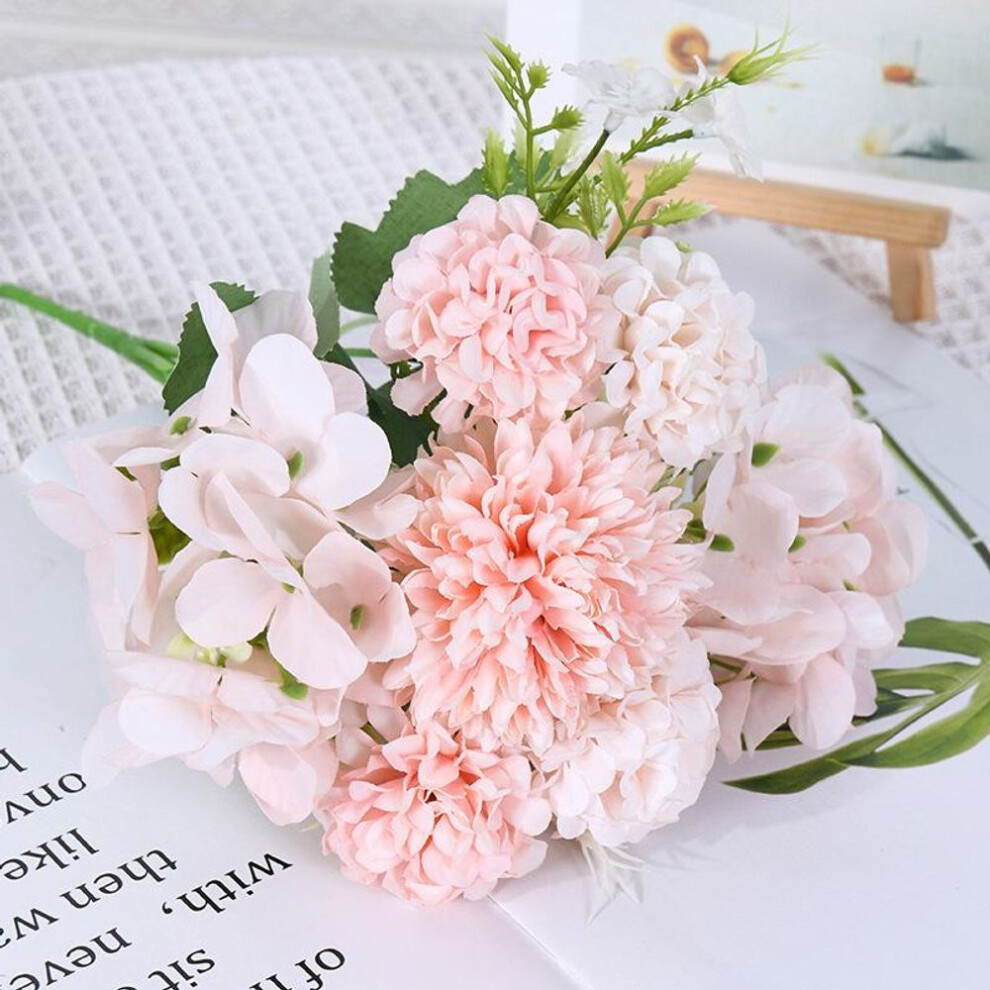 (champagne) "simulated 5-prong Combination Bouquet: Artificial Small Bunch Of Flowers For Wedding And Home Decoration - Silk Fake Flowers"