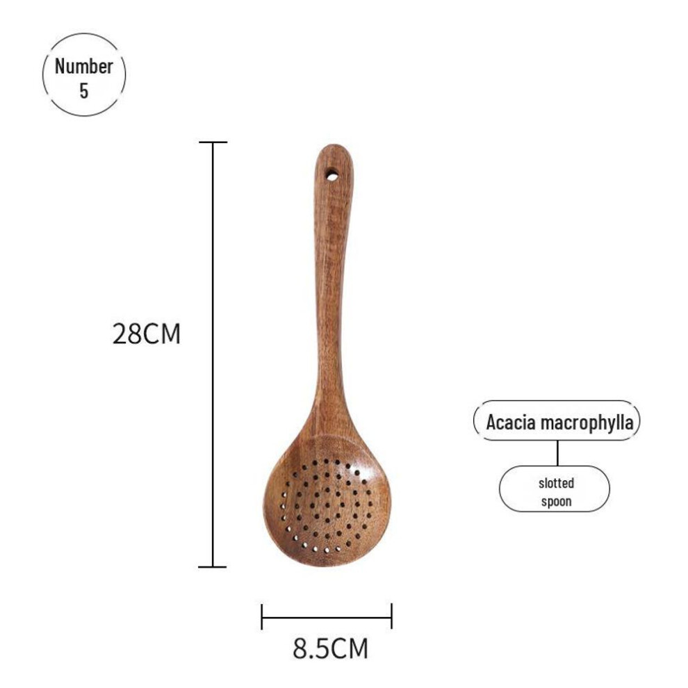 (as the picture, macrophylla colander) "acacia Wood Kitchen Utensil Set: Includes Large Non-stick Cooking Shovel, Soup Spoon, And Anti-scalding Shovel"
