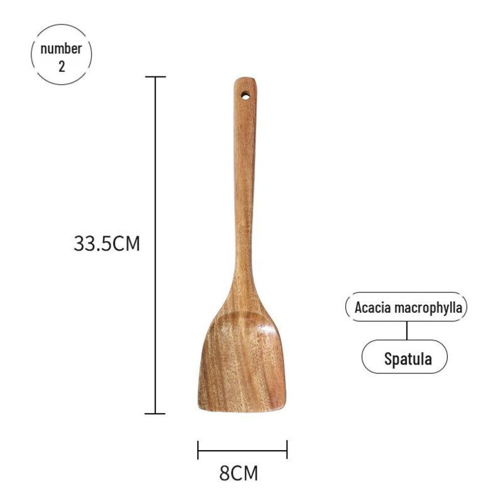 (as the picture, spatula) "acacia Wood Kitchen Utensil Set: Includes Large Non-stick Cooking Shovel, Soup Spoon, And Anti-scalding Shovel"