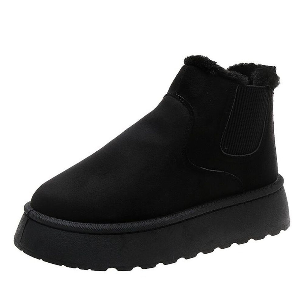 (black, 41) Winter Casual Slip On Female Ankle Boots Women Snow Boots Plush Warm Non Slip Waterproof Ladies Flats Sneakers