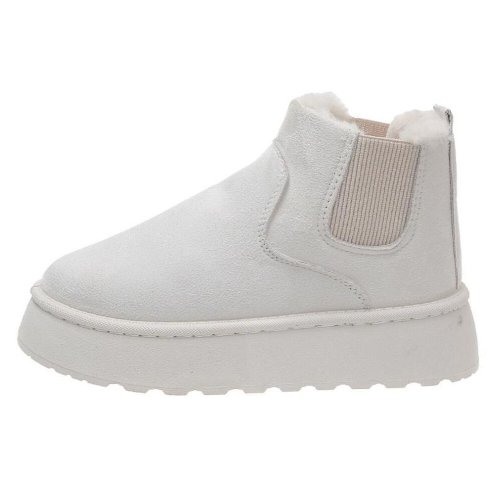 (white, 38) Winter Casual Slip On Female Ankle Boots Women Snow Boots Plush Warm Non Slip Waterproof Ladies Flats Sneakers