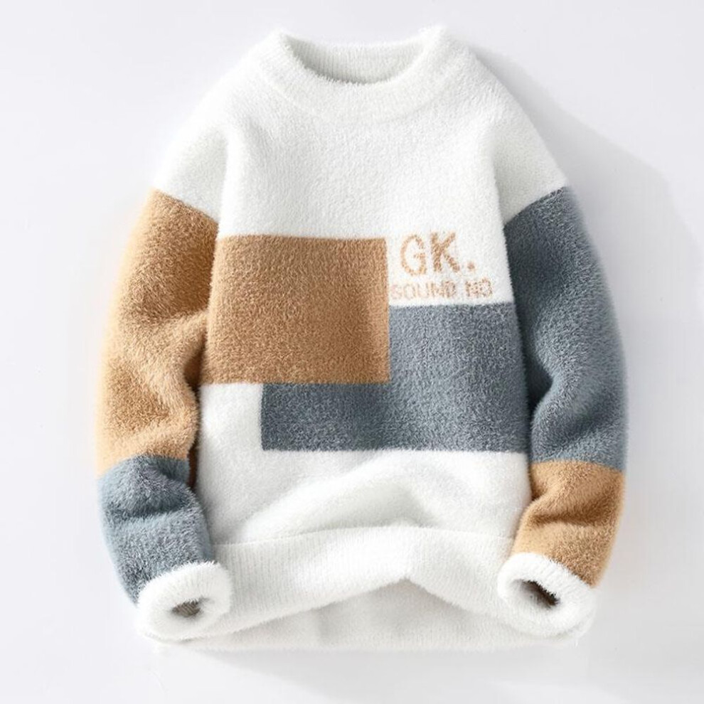 (white, XL) Winter Fashion Sweater Men Knitwear Thick Warm Knitted Pullover High Quality Mens Sweaters Casual Loose Male Jumpers