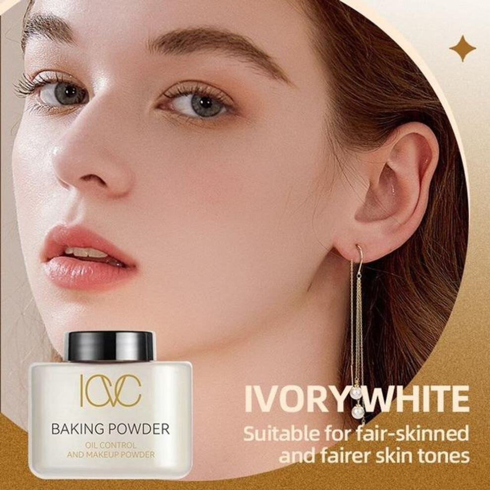 (02 Ivory White) Matte Finish Loose Powder Oil-control Absorbs Oil Not Water Silky Smooth Face Foundation Makeup Setting